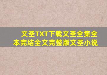 文圣TXT下载,文圣全集,全本,完结,全文,完整版,文圣小说