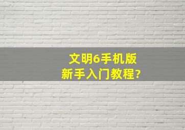 文明6手机版新手入门教程?