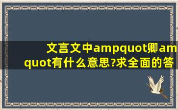 文言文中"卿"有什么意思?求全面的答案