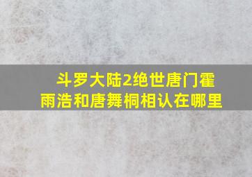 斗罗大陆2绝世唐门霍雨浩和唐舞桐相认在哪里