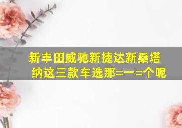 新丰田威驰新捷达新桑塔纳这三款车选那=一=个呢