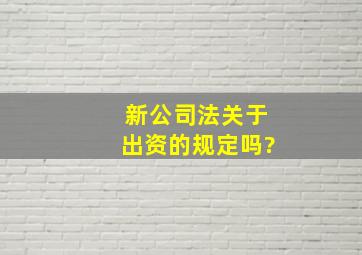 新公司法关于出资的规定吗?