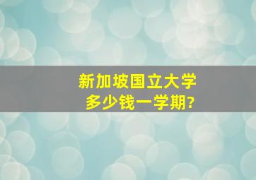 新加坡国立大学多少钱一学期?