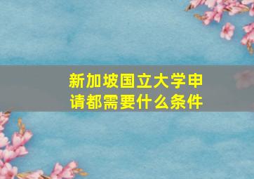 新加坡国立大学申请都需要什么条件