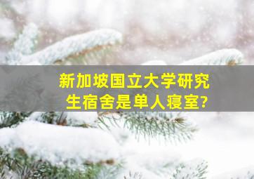 新加坡国立大学研究生宿舍是单人寝室?