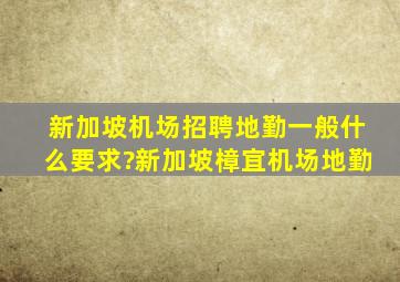 新加坡机场招聘地勤一般什么要求?新加坡樟宜机场地勤