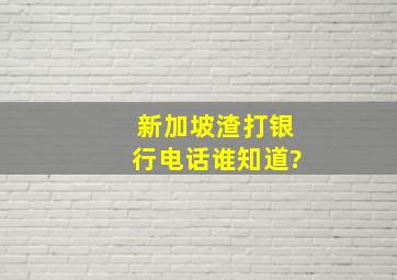 新加坡渣打银行电话谁知道?