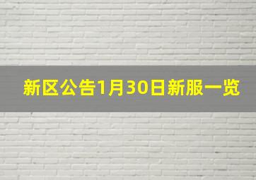 新区公告1月30日新服一览