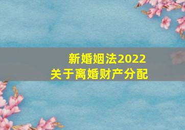 新婚姻法2022关于离婚财产分配