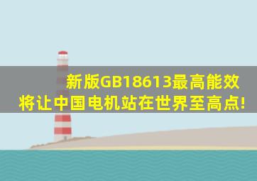 新版GB18613最高能效,将让中国电机站在世界至高点!