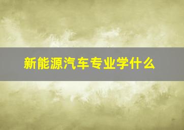 新能源汽车专业学什么