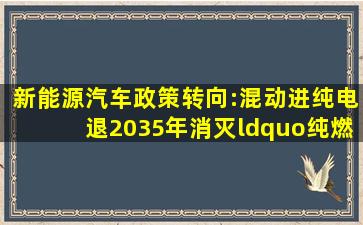 新能源汽车政策转向:混动进纯电退2035年消灭“纯燃油车”