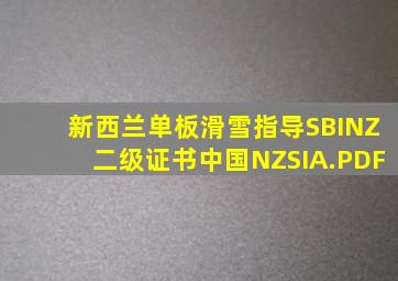 新西兰单板滑雪指导SBINZ二级证书中国NZSIA.PDF