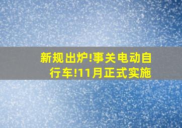 新规出炉!事关电动自行车!11月正式实施