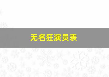 无名狂演员表