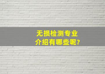 无损检测专业介绍有哪些呢?