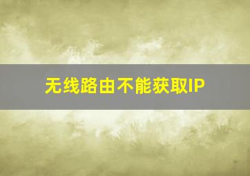 无线路由不能获取IP