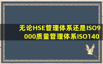 无论HSE管理体系,还是ISO9000质量管理体系、ISO14000环境管理...