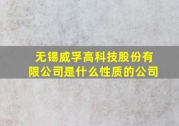 无锡威孚高科技股份有限公司是什么性质的公司