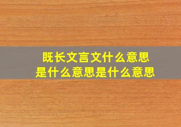 既长文言文什么意思是什么意思是什么意思