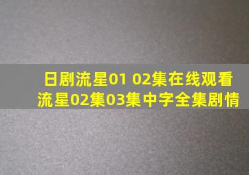 日剧流星01 02集在线观看 流星02集03集中字全集剧情