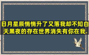 日月星辰悄悄,升了又落,我却不知白天黑夜的存在,世界消失,有你在我...