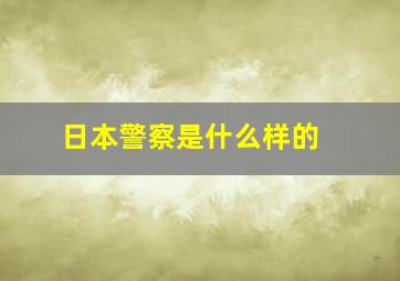 日本警察是什么样的 