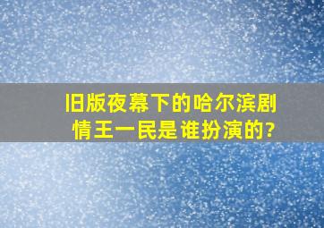 旧版《夜幕下的哈尔滨剧情》王一民是谁扮演的?