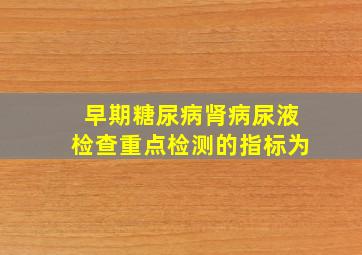 早期糖尿病肾病尿液检查重点检测的指标为