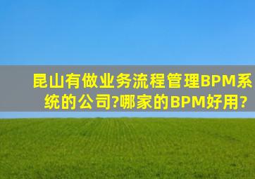 昆山有做业务流程管理BPM系统的公司?哪家的BPM好用?