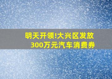 明天开领!大兴区发放300万元汽车消费券