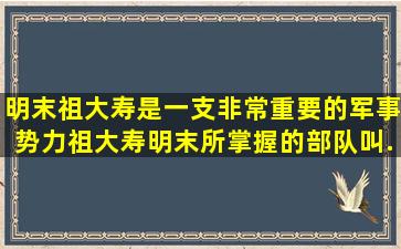 明末祖大寿是一支非常重要的军事势力,祖大寿明末所掌握的部队叫...