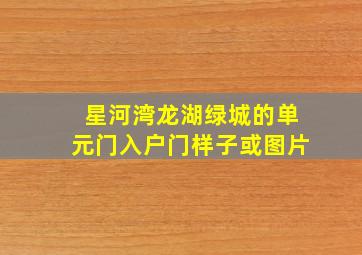 星河湾、龙湖、绿城的单元门入户门样子或图片