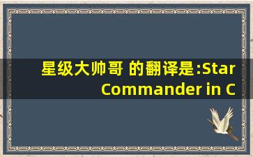 星级大帅哥 的翻译是:Star Commander in Chief 中文翻译英文意思...