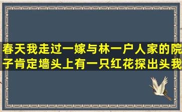 春天我走过一嫁与林一户人家的院子肯定墙头上有一只红花探出头,我...