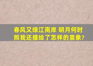 春风又绿江南岸 明月何时照我还描绘了怎样的景象?