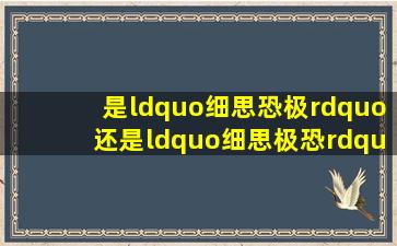 是“细思恐极”还是“细思极恐”?