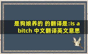 是狗娘养的 的翻译是:Is a bitch 中文翻译英文意思,翻译英语