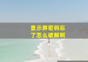 显示屏密码忘了怎么破解啊