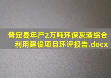 普定县年产2万吨环保灰渣综合利用建设项目环评报告.docx