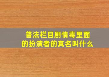 普法栏目剧情毒里面的扮演者的真名叫什么