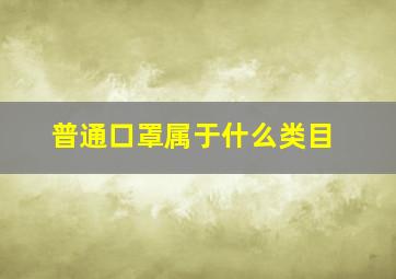 普通口罩属于什么类目