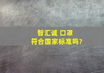 智汇诚 口罩 符合国家标准吗?