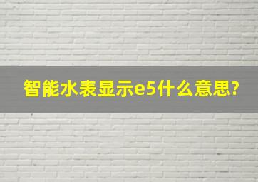 智能水表显示e5什么意思?