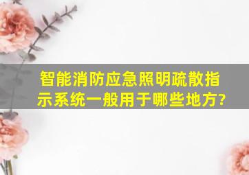 智能消防应急照明疏散指示系统一般用于哪些地方?