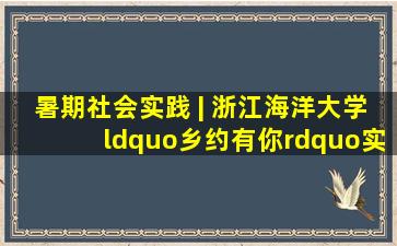 暑期社会实践 | 浙江海洋大学“乡约有你”实践团谱写乡村振兴曲...