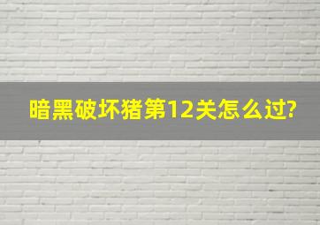 暗黑破坏猪第12关怎么过?