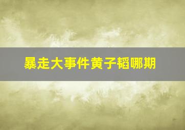 暴走大事件黄子韬哪期