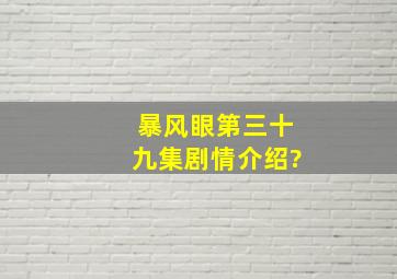 暴风眼第三十九集剧情介绍?