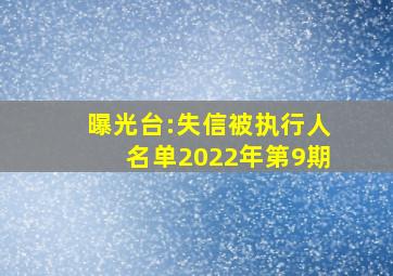 曝光台:失信被执行人名单(2022年第9期)